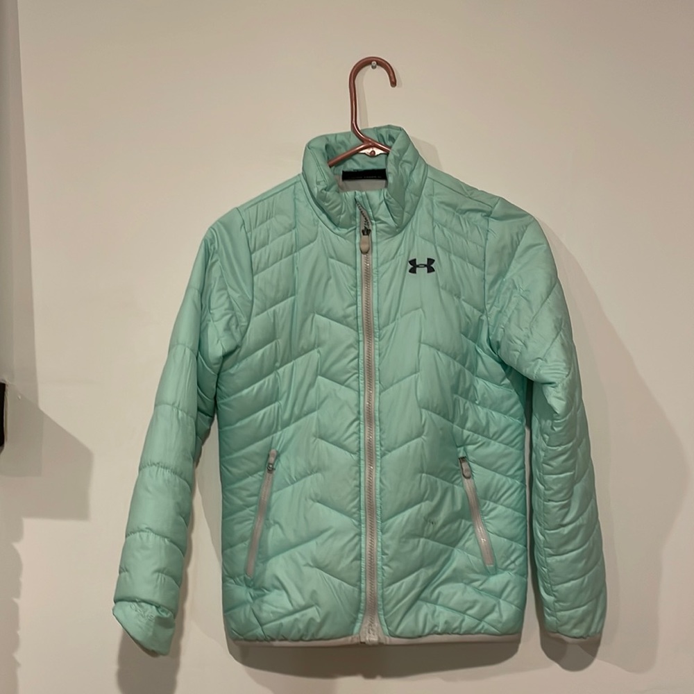 Girls Youth Medium Under Armour Puffer Jacket Teal